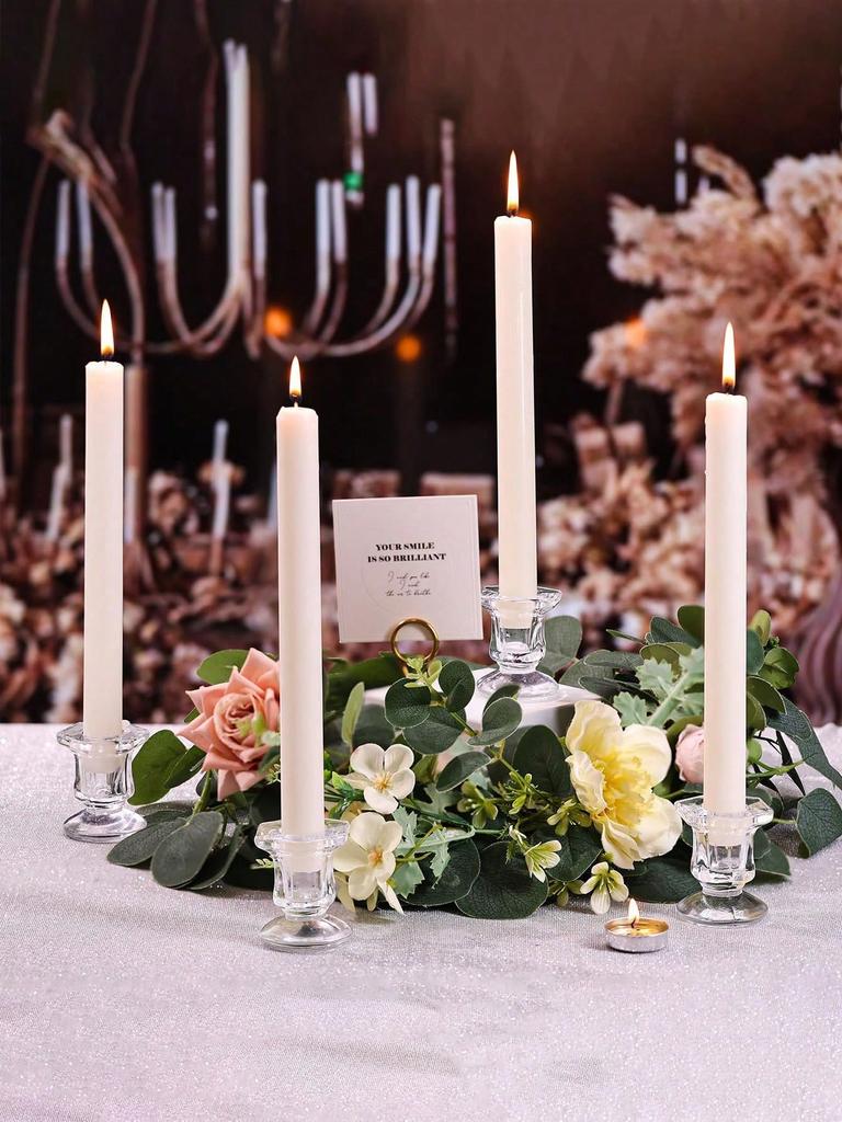 1/6pcs Bulk Candle Holders, Christmas Candle Holder, Set Of 6 Clear Glass Candle Holders, Tapered Glass Candle Holders