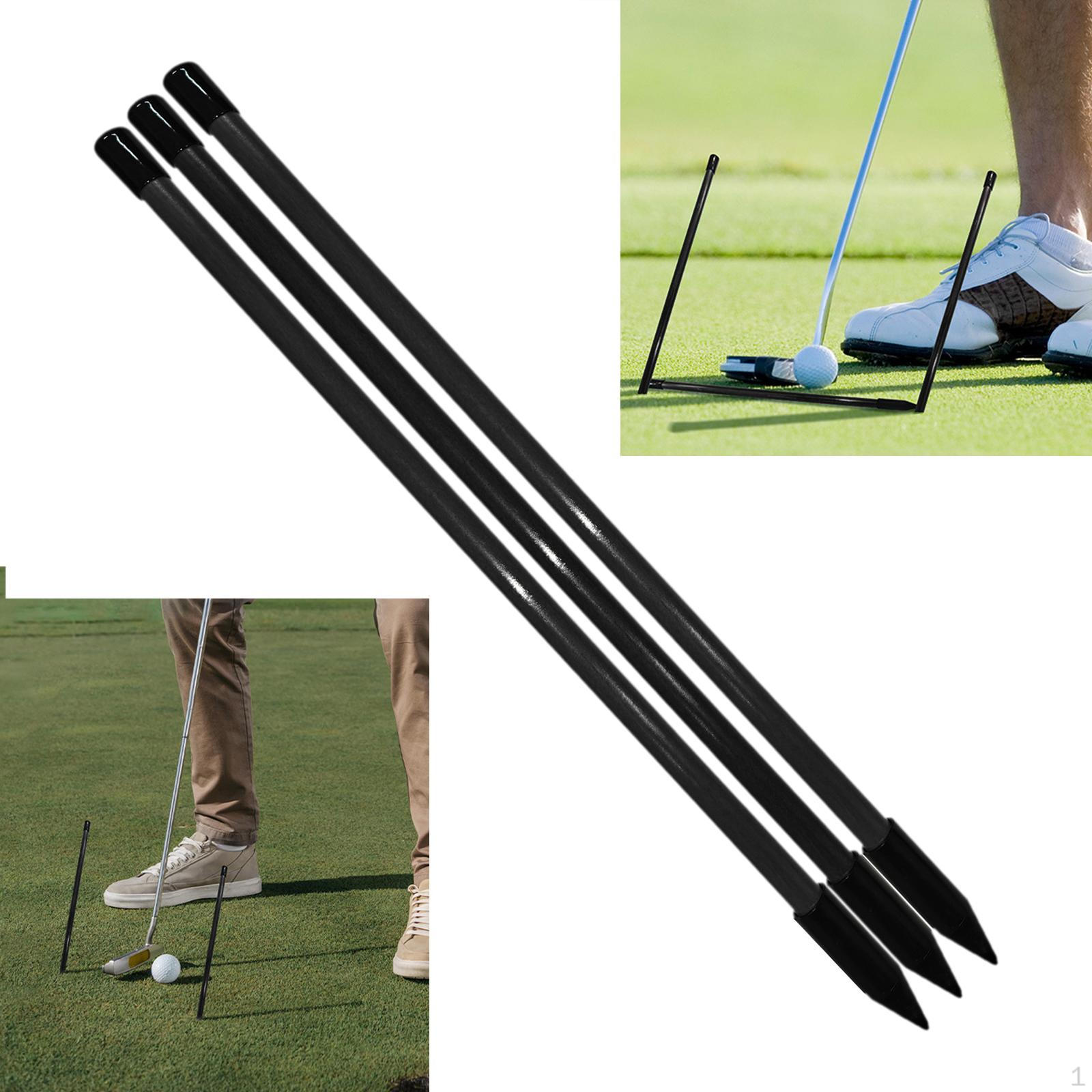 

3 Pieces Golf Alignment Rods Practice Sticks, Posture Correction for Putting чорний