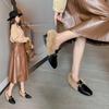 Retro Loafers  Fashion Women'S Shoes Autumn And Winter Women Velvet Warm Flat-Bottomed Rabbit Fur Leather Shoes