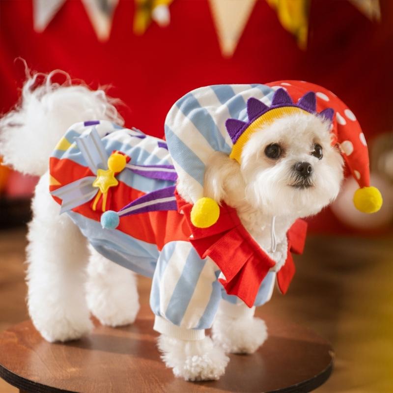 Vestiti Cosplay da Clown Carini per Cani Medi, Grandi Tuta Morbida Abbigliamento Cappotto Spesso Maglione Pigiama Invernale
