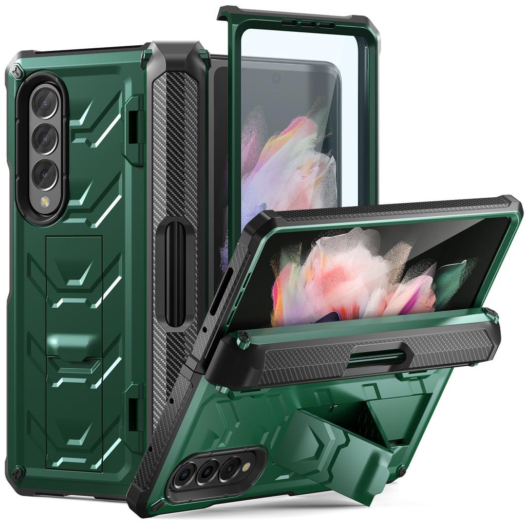 Armorer Rugged Phone Case for Samsung Galaxy Z Fold 4 3 Fold3 Case Hinge Shockproof Pen Holder Stand Cover