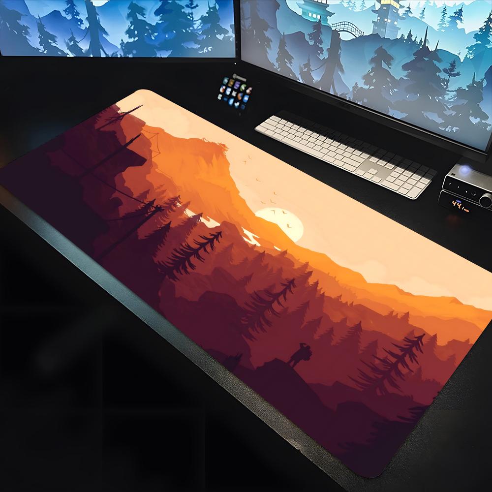 Deep Forest Firewatch Large Keyboard Mouse Desk Pad Non-slip Rubber Gaming Suitable for 28-38 Mouse Pad Laptop Carpet 1200x600