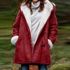 Femmes hiver grande taille solide Plus manteau de velours à manches longues corne boucle poche pardessus
