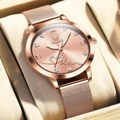 OLEVS Women's Wristwatch Genuine Quartz Luxury Waterproof Luminous Metal Watch
