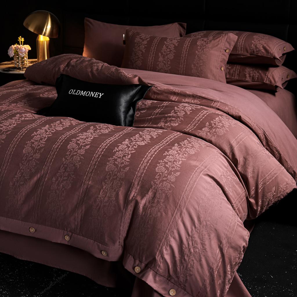 Pure Cotton Jacquard Cotton Abraded Skin-friendly and Warm Thickened Small Wide Edge Bedding Four-piece Set