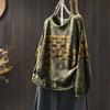 Women's Retro Floral Cotton Knit Sweater: Loose, Large, Round Neck, Pilling-Resistant Pullover for Spring & Autumn