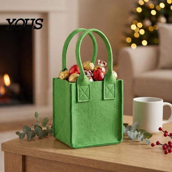 Holiday Gift Storage Pouch Christmas Felt Candy Bag, Santa Claus Snowman Patterns Treat Pouch, Large Capacity Reusable Holder Thickened