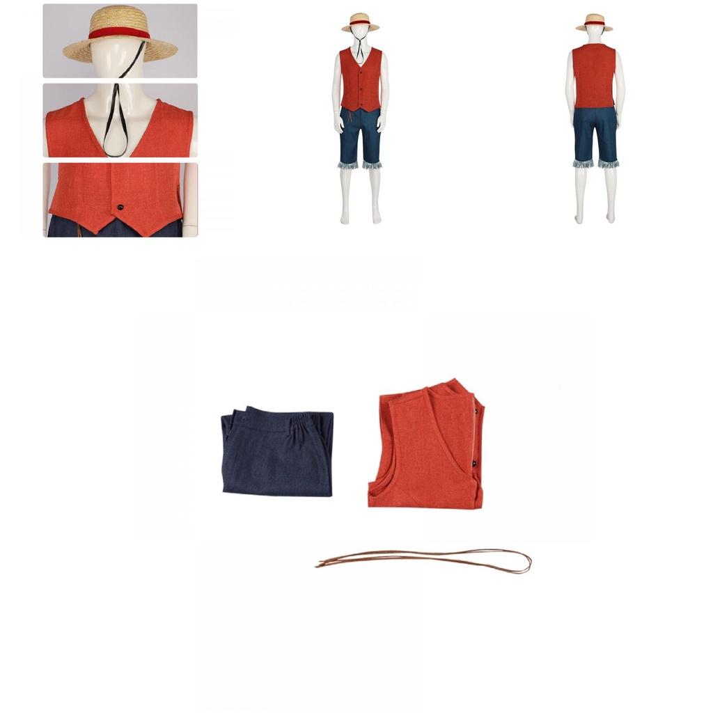 Authentic One Piece Luffy Costume Pirate King Cosplay Outfit For Halloween