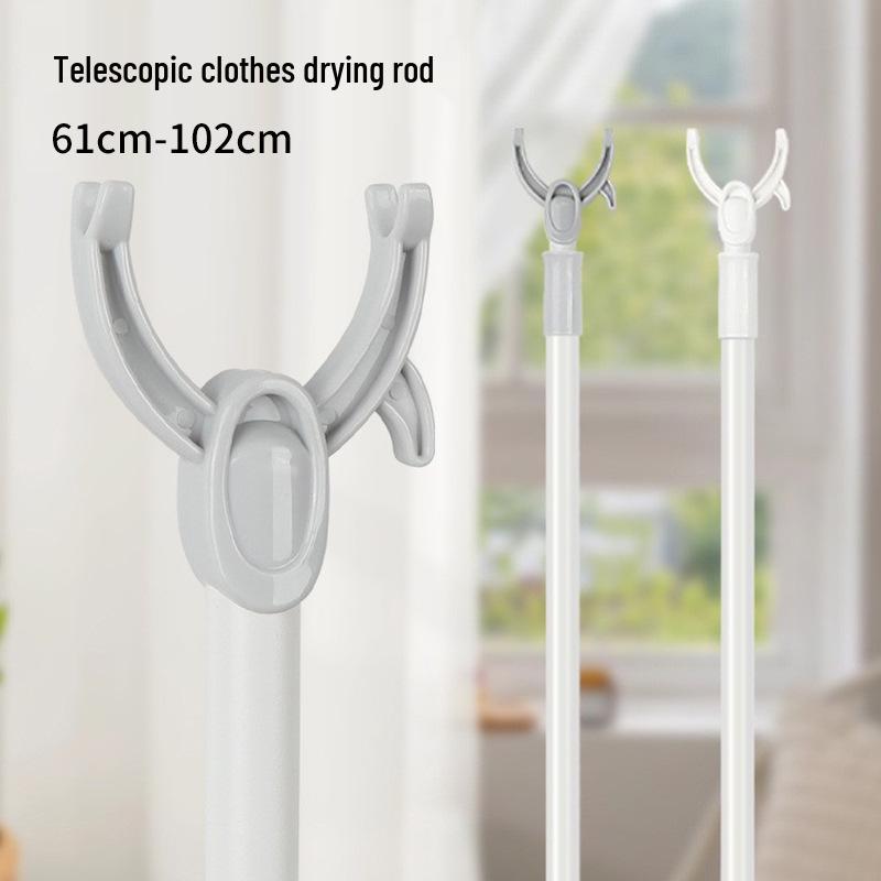 Retractable PP Clothes Drying Pole with Fork for Dormitory and Household Use