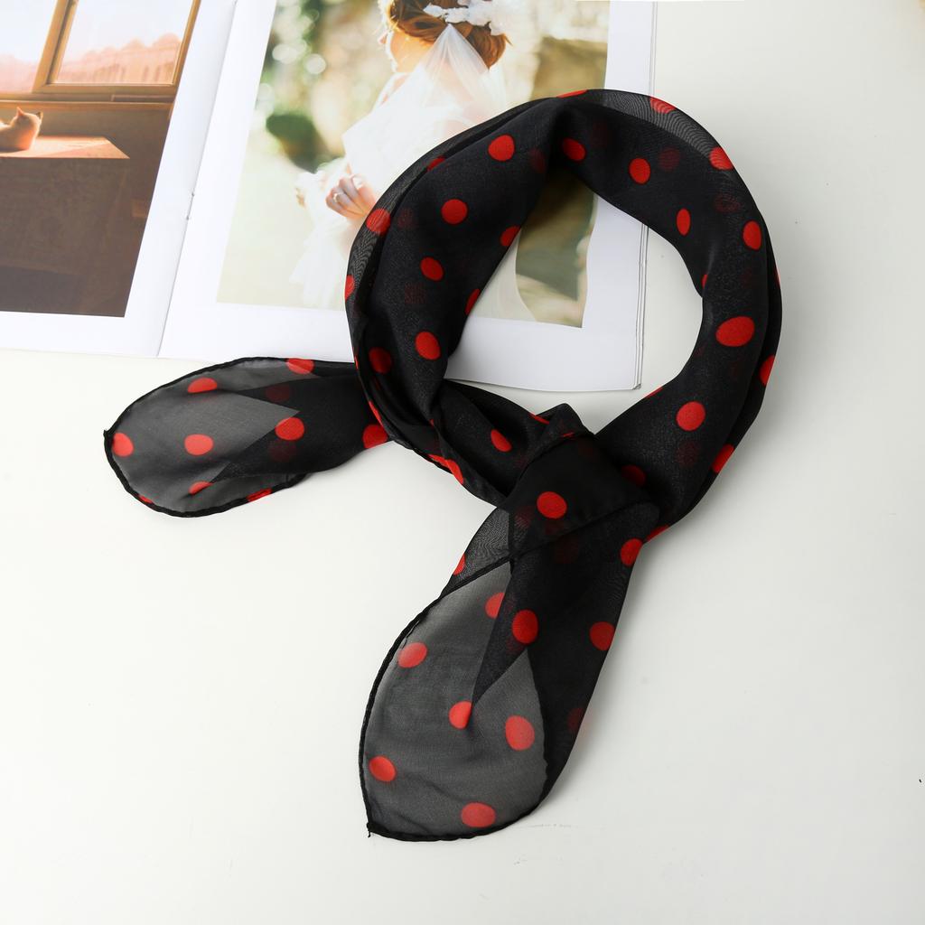 Vierkante Chiffonsjaal Zonbescherming Dunne Sjaals Zachte Wikkelsjaal Polkadot Damesaccessoires
