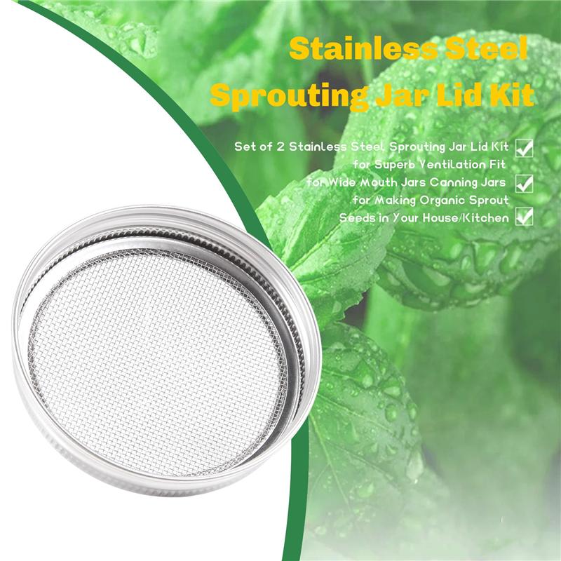 Gutes Set aus 2 Edelstahl-Sprossenglasdeckeln Für Hervorragende Belüftung Passend für Weithalsgläser Einmachgläser Zum Herstellen von Organ