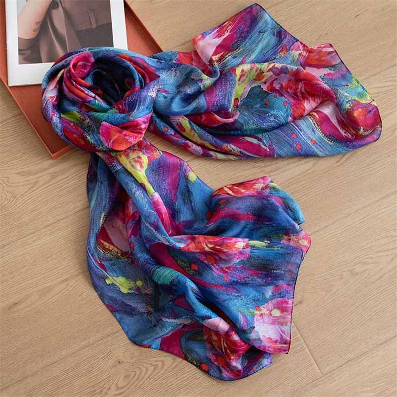 

176x110см 100% Шелковый Шарф Летняя Шаль Цветочный Принт Розы Пляжная Накидка Защита от Солнца Элегантный Платок Аксессуары в стиле Бохо Шик для Женщин Роскошный Подарок 176*110cm