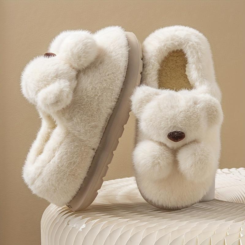 Plush Slip-On Slippers with Plush Lining & Arch Soft Plush Indoor House Shoes