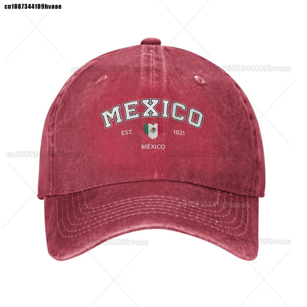 Mexico Flag Caps EST Retro Cowboy Washed Baseball Caps FeUnisex Sport Denim Sunscreen Hats Spring Summer Cap Unisex Trucker Cap