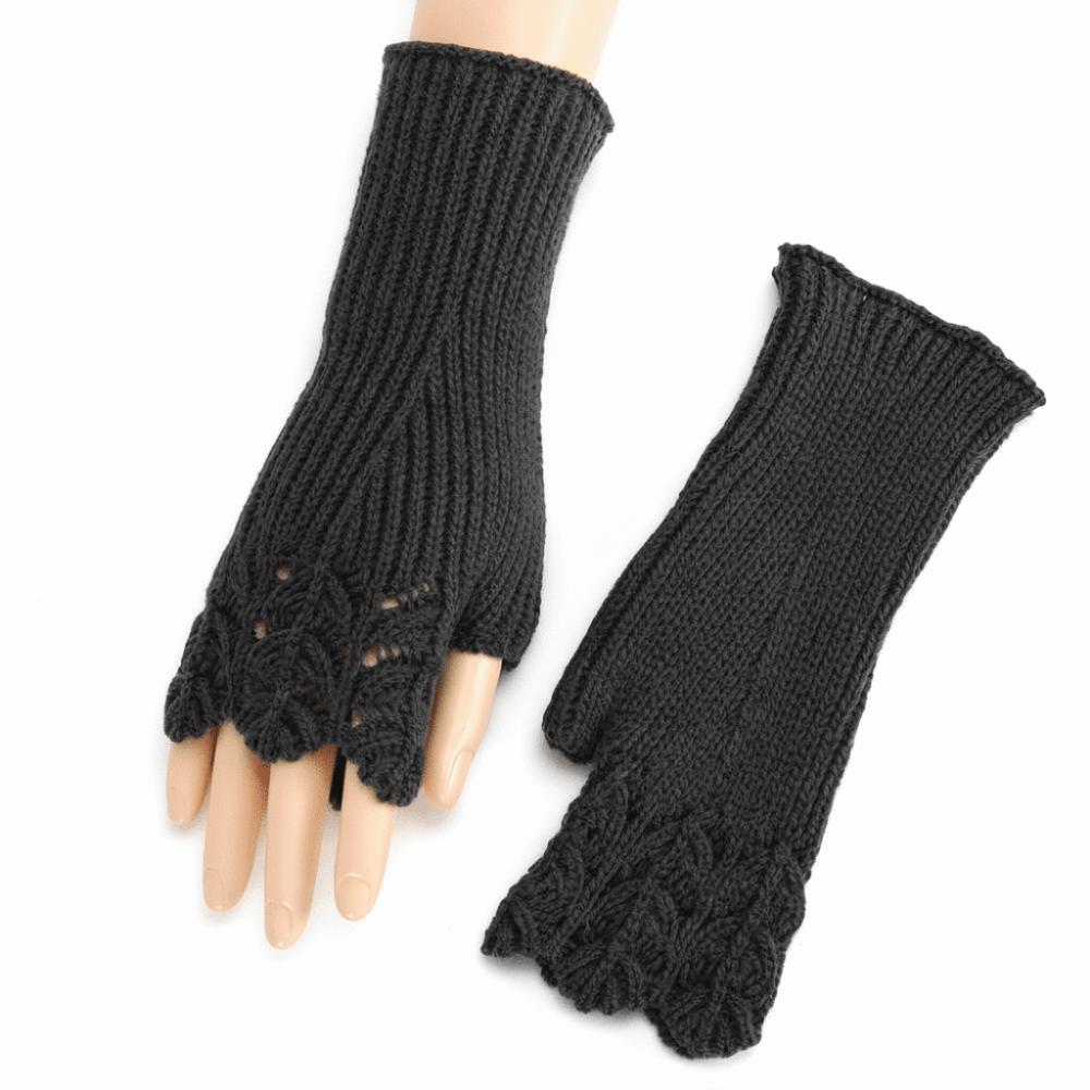

Knitted Fingerless Glove Elegant Lace Thermal Gloves Student Handwriting темно-сірий колір
