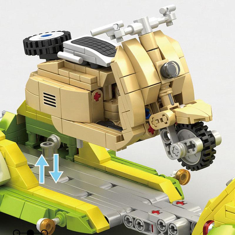 1409 bucăți Tehnic Beetle Wagon Blocuri de construcție Mașini de picnic turistic Remorcă Tractor RV Set Model de vehicul Cărămizi Jucării pentru cadou pentru copii