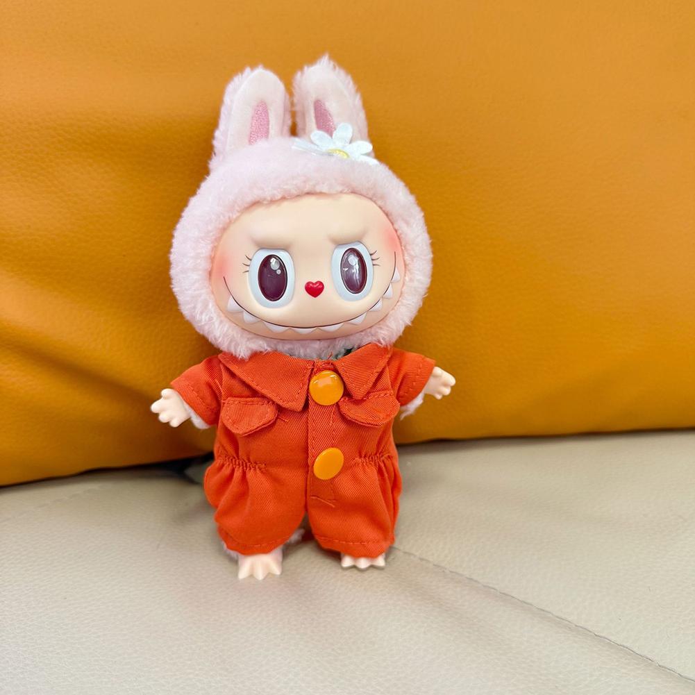 For 17cm Labubu Doll Clothes Fashion Clothes Workwear Overalls Doll Clothes Color Match Jumpsuit Dolls Accessories Cute Decoration Little Clothes