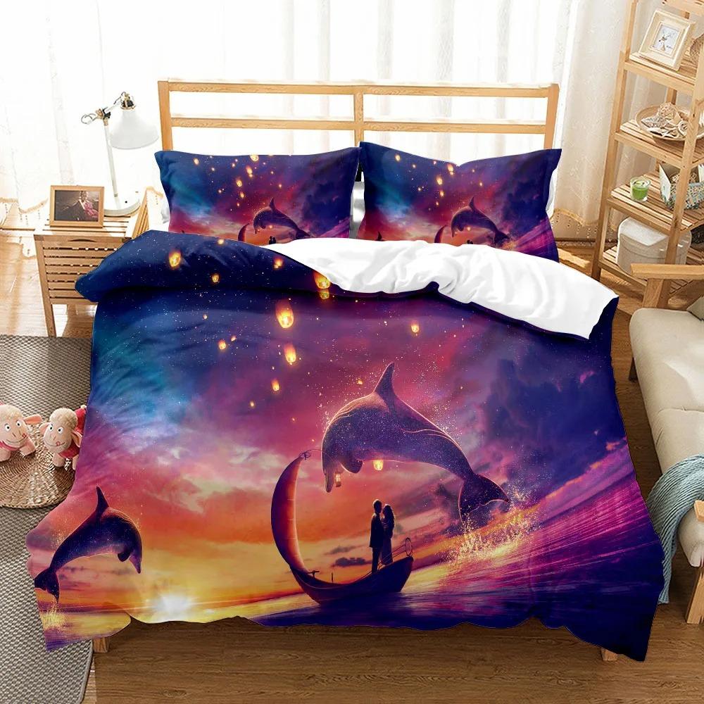 Sunset Gaming Dolphins 3d Bedding Set Single Twin Double Queen King Cal King Size Bed Linen Set