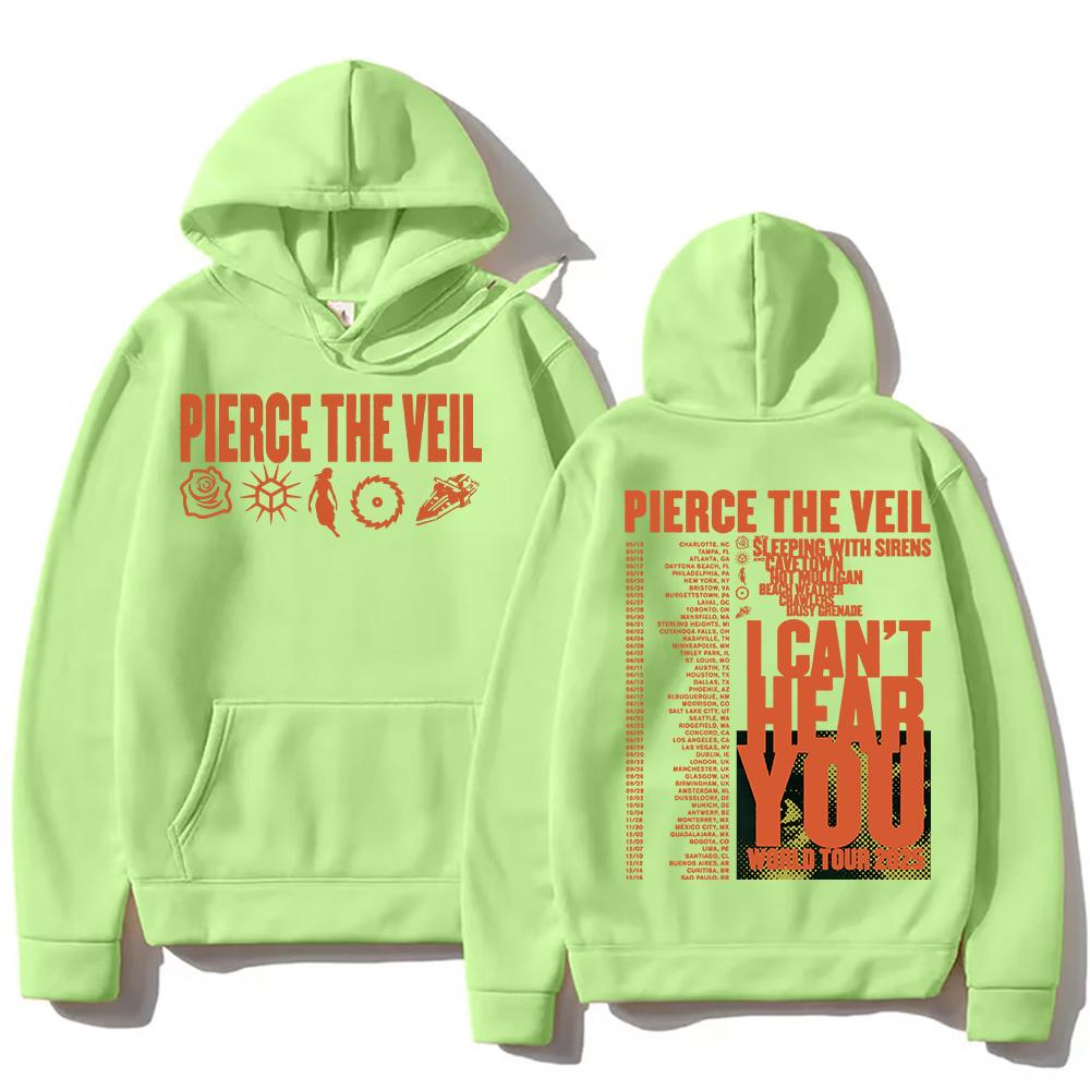 Pierce The Veil „I Can't Hear You“-Tour 2025 Hoodies – Rockband, Hip-Hop, Unisex-Streetwear für Damen und Herren – Modischer Pullover