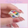 Rainbow Contemporary Letter Brooch Trendy Shield Shape Metal Badge Colorful Fashionable Pin
