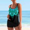 Camisole-Badeanzug für Damen mit Pfauenfeder-Aufdruck, Bikini, kurzer Tank-Top-Badeanzug