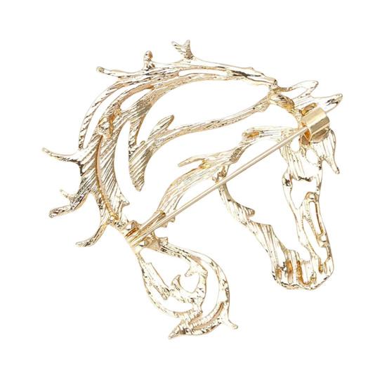 Hollow-Out Horse Brooch Horse Head Brooch Pin Alloy Animal Brooch Clothes Accessory Zodiac Year Gift for Men Women Family Friends