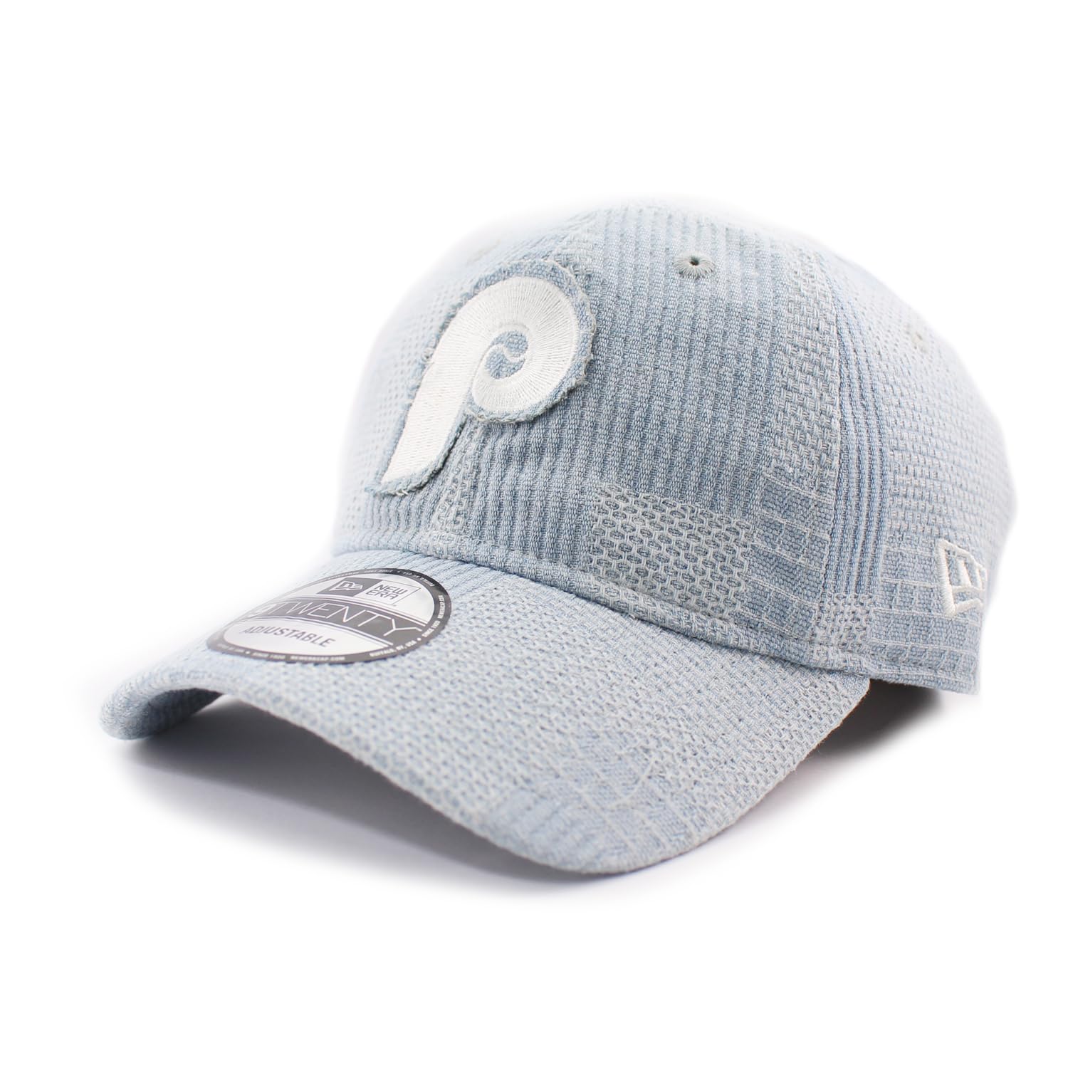 

[New Era] Cap 9TWENTY Strapback Philadelphia Phillies MLB Patch Denim Strapback Cap Light Blue Philadelphia Phillies Hat 920 Low Profile [Used]