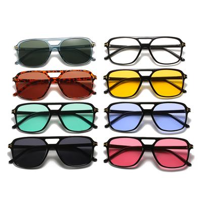 Afgewerkt Vierkant Frame Piloten Zonnebril Vintage Dubbele Brug Rijden Vissen Volwassen Zon Bril Unisex Vrouwen Mannen UV400 Bril