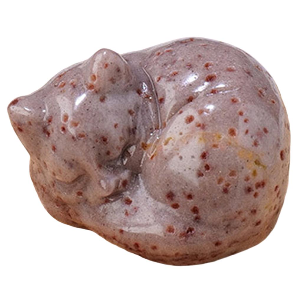 Schlafende Katze aus natürlichem Kristall, geschnitzte Kristalle, Statue einer schlafenden Katze, handgefertigt, Steinkunstfigur für Heimdekoration, Geschenk