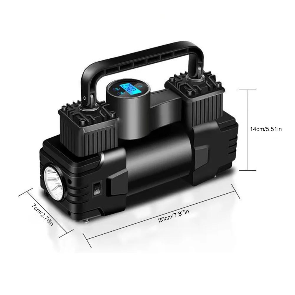 12V 150PSI Electric Tire Inflator with Pressure Gauge Heavy Duty Auto Inflatable Pump Dual Cylinder Portable with LED Light