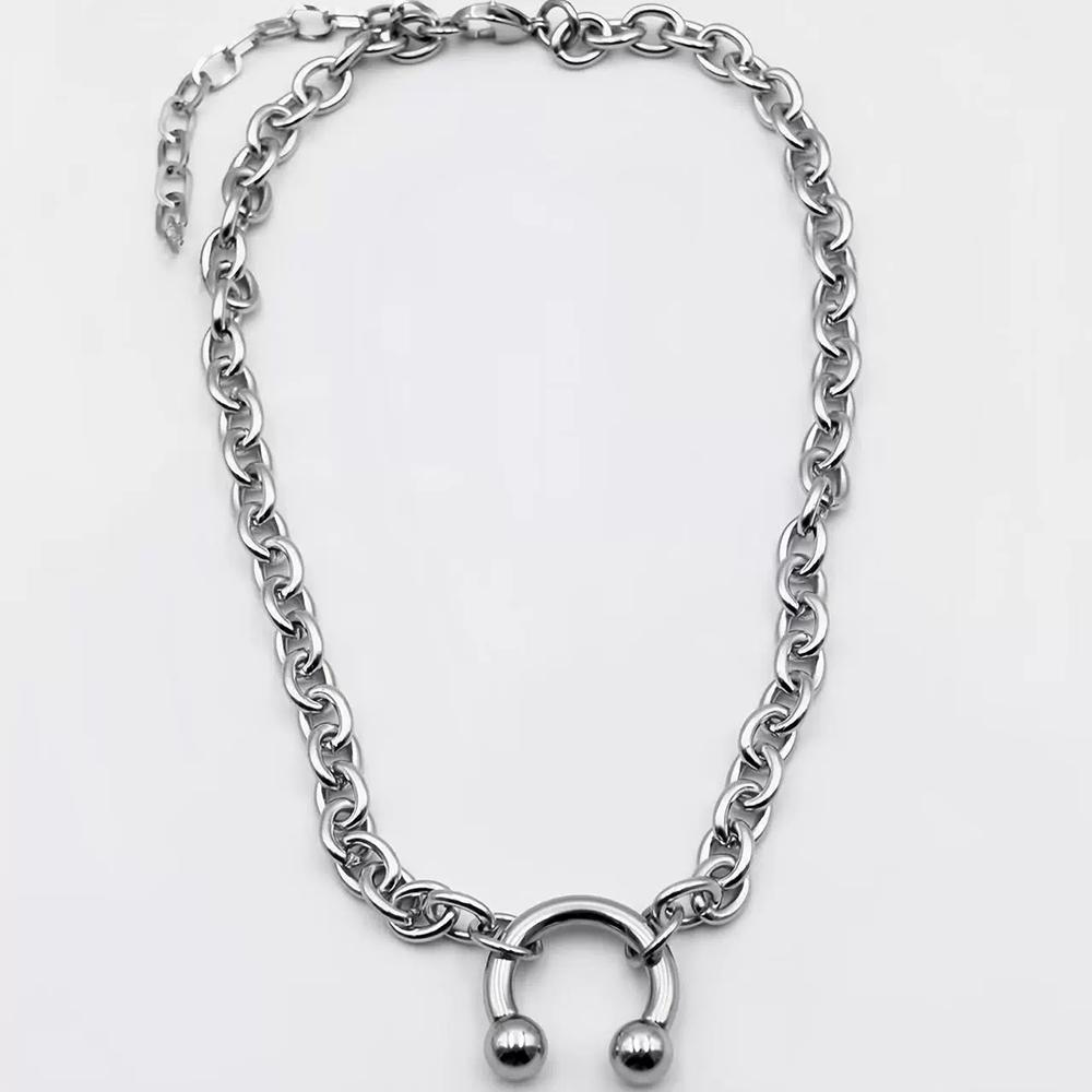 Fashionable Nose Clip Pendant Stainless Steel Necklace Nightclub Sexy Geometric Nose Clip Collarbone Necklace For Women