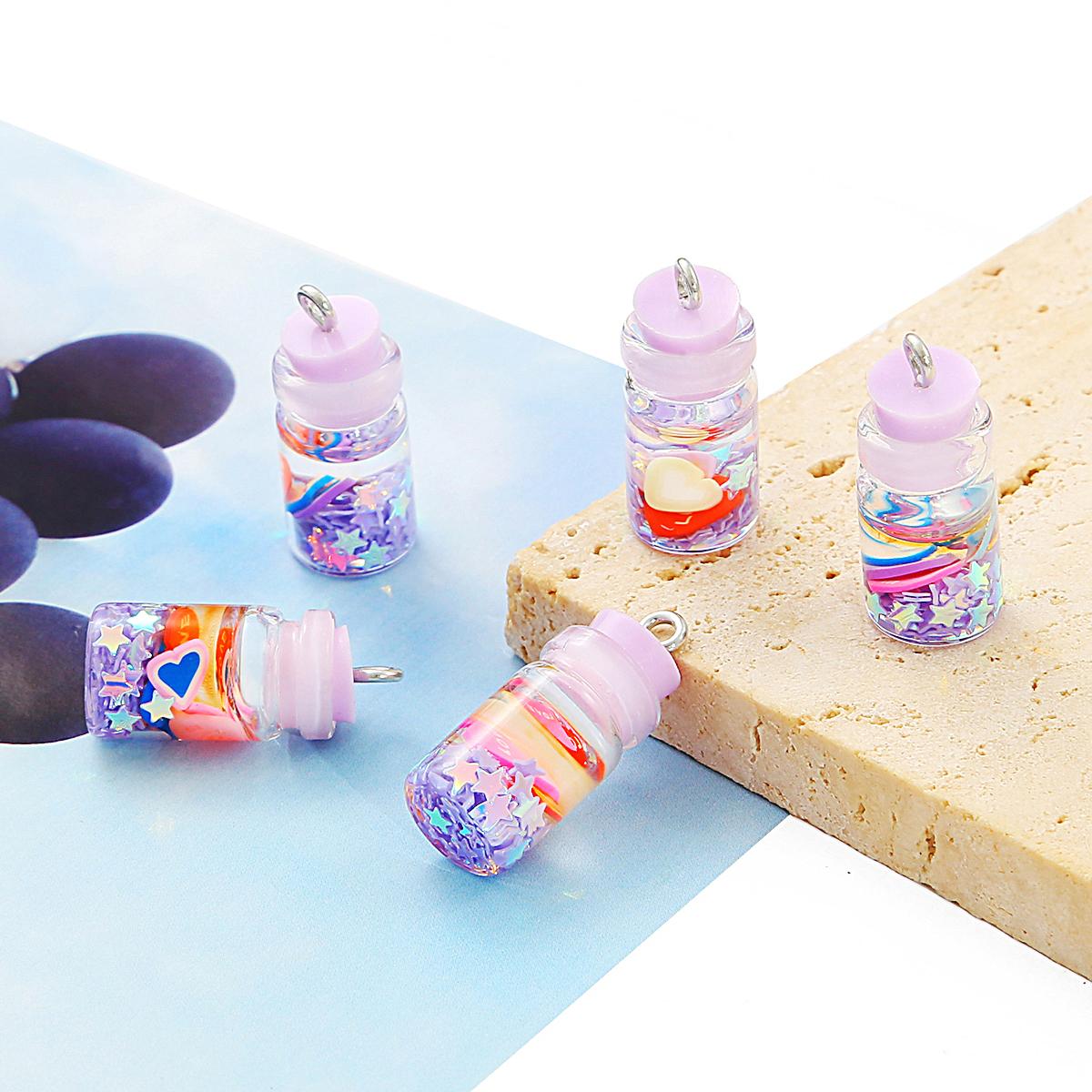 

6 шт. 20x10 мм мини-стеклянные бусины в форме бутылки, украшения для изготовления ювелирных изделий для ожерелья, подвески, ювелирные изделия фиолетовый