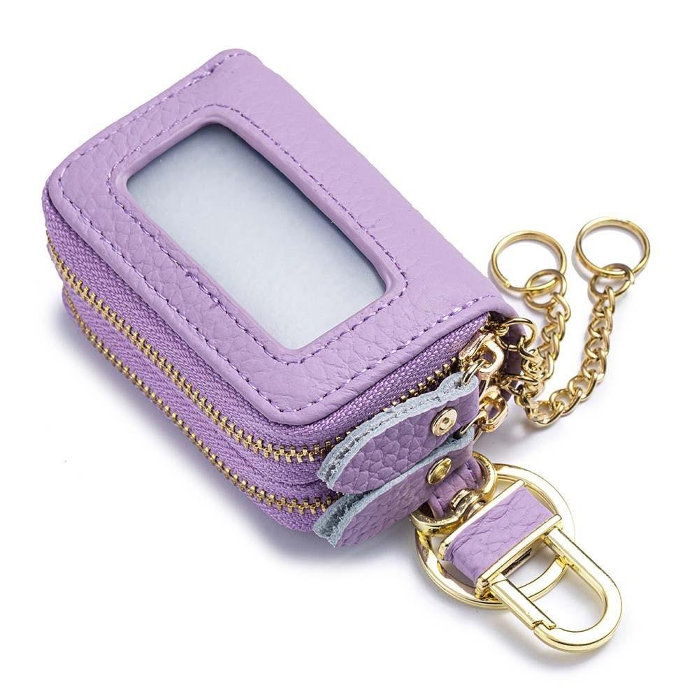

Portable Leather Car Key Pouch Double Zipper Small Item Bag Hanging Coin Purse Jewelry Storage
