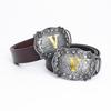 Western Cowboy Zinc Alloy Buckle Cowhide Patterned Elastic Belt for Men - Retro Knight Style