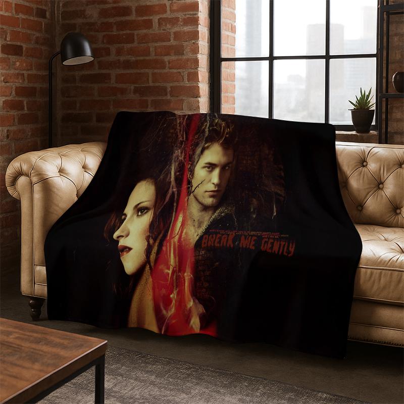 

Twilight Saga Edward Bella Flannel Blanket Soft Warm Blanket Throw Blanket for Bedroom Living Room Bed Travel Picnic Gift Kid 75x90cm
