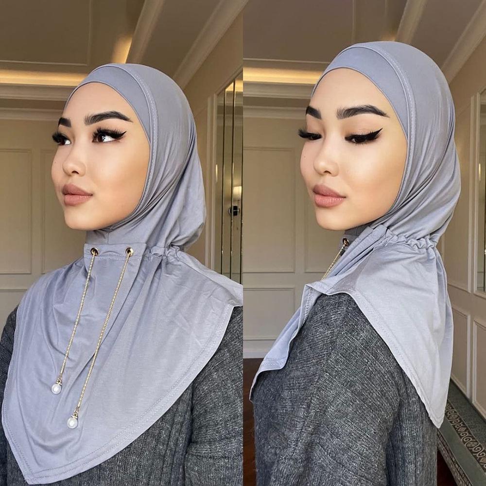XQY500332 Middle Eastern Metal Chain Rhinestone Pullover Hat for Women - Fashion Ethnic Headscarf