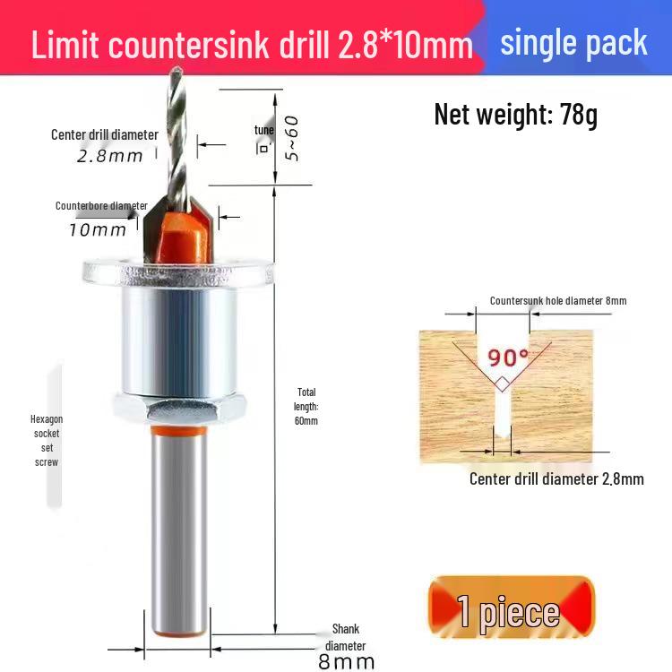 Alloy Head Countersink Drill Bit for Woodworking and Screw Installation