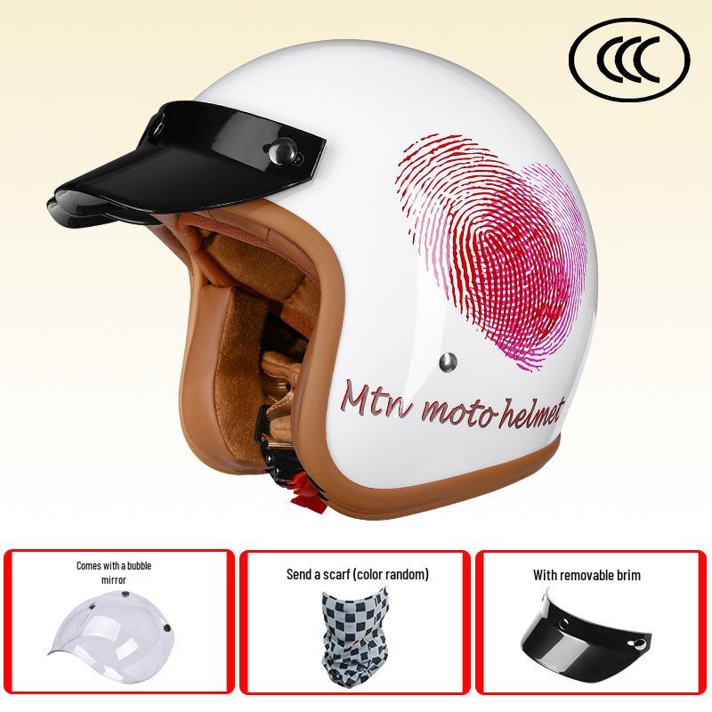 Retro 3C-Certified Unisex Motorcycle Helmet, All-Season 3/4 Design for Motorbike & Electric Bike