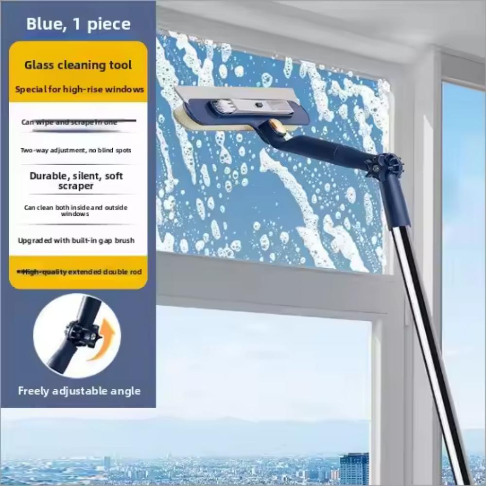 2-in-1 Adjustable Window Squeegee With Grooved Blade Durable Metal And Plastic Construction Ideal For Cleaning Shower Windows In