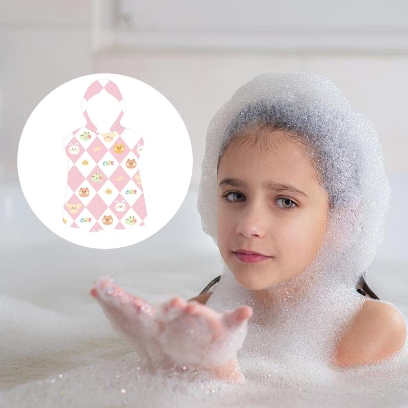 Baby Bath Cape Hooded Towel with Fun Cartoon Designs and Soft Fiber Perfect for Post Swim Warmth Beach Use Bath Cape