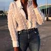 Women's Wish New Round Dot Long Sleeve Button-Down Shirt Top
