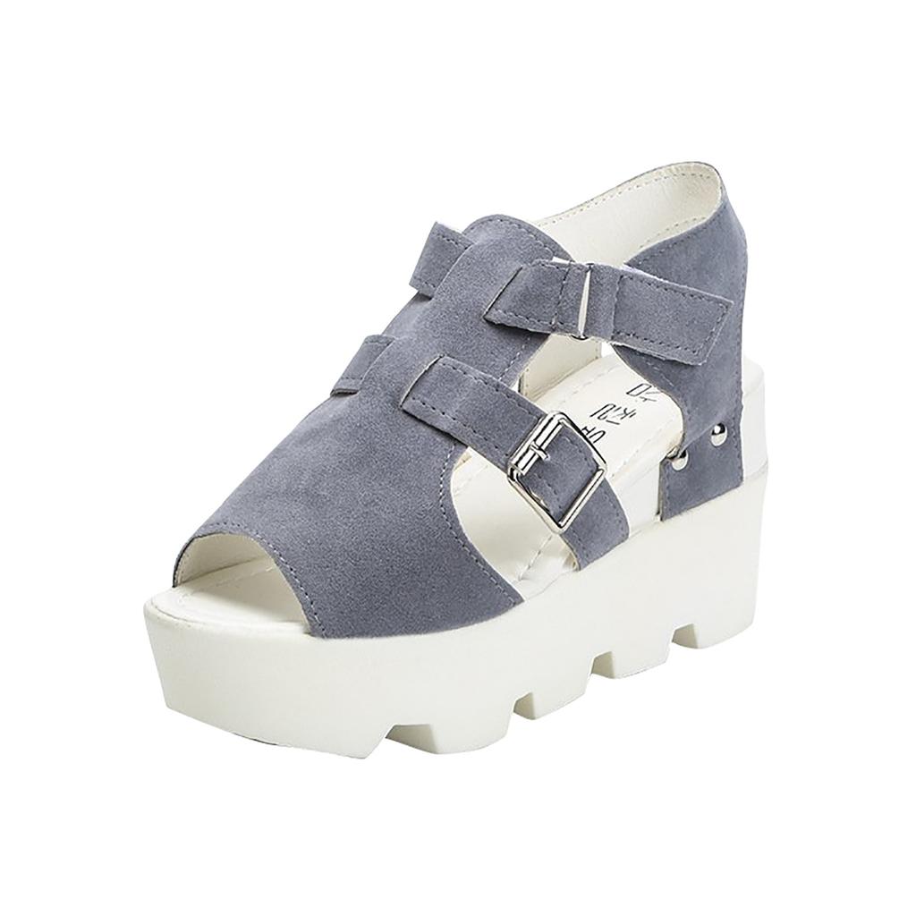 Sklon s dámskými sandály Semišová rybí ústa Silná podrážka Muffin Dámské boty