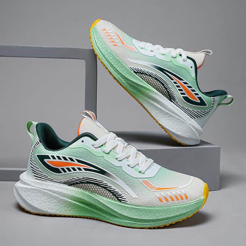 Summer new popcorn shock-absorbing running shoes mesh breathable casual shoes rubber carbon plate sports shoes