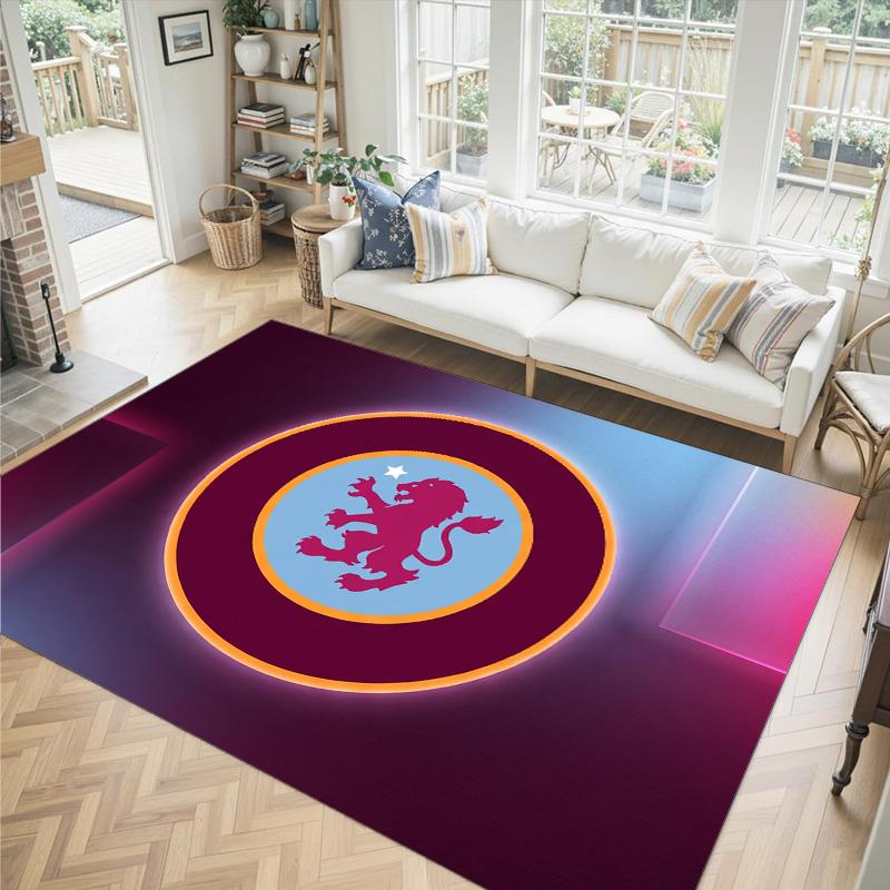 Aston Villa Futbol Tasarım Kristal Kadife Halı Rahat Non?Yatak Odası Oturma Odası Girişi İçin Kaymaz Desenli Halı
