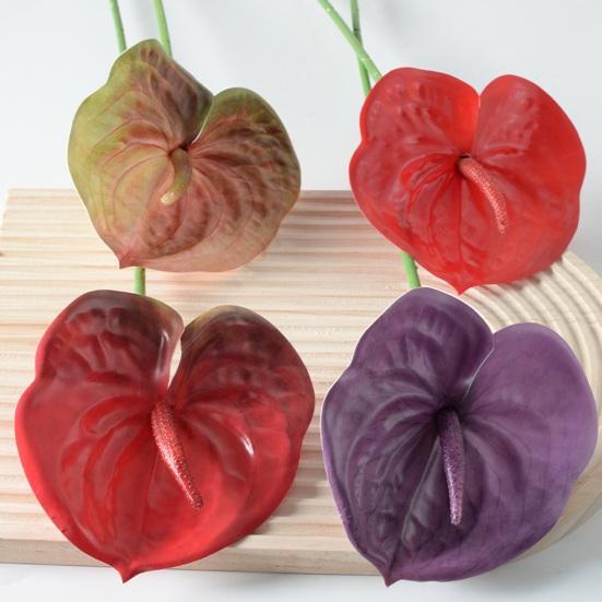 27,5" Umělé květy Anthurium se stonkem Falešná květina Výplň do vázy Real Touch Falešná květinová aranžmá pro střed stolu Svatba Domácí dekorace