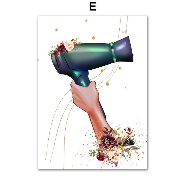Hair Salon Wall Art Hairdresser Beautician Nordic Nail Canvas Painting Posters and Prints Wall Pictures for Beauty Salon Decor No Frame