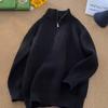 Men S Half Zip Mock Neck Pullover Knit Sweater Japanese Casual Loose Top