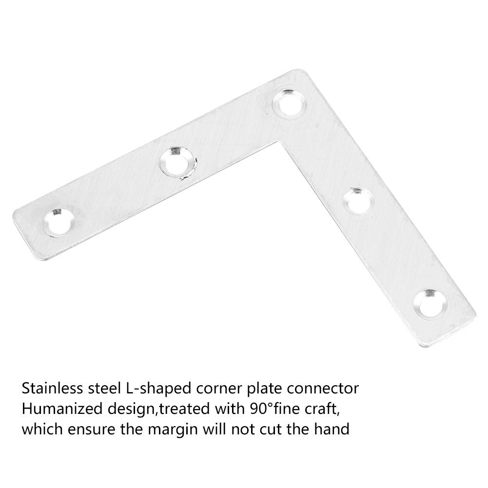50pcs Stainless Steel L Shaped Corner Plate Connector Furniture Fittings Connectors (80mm)