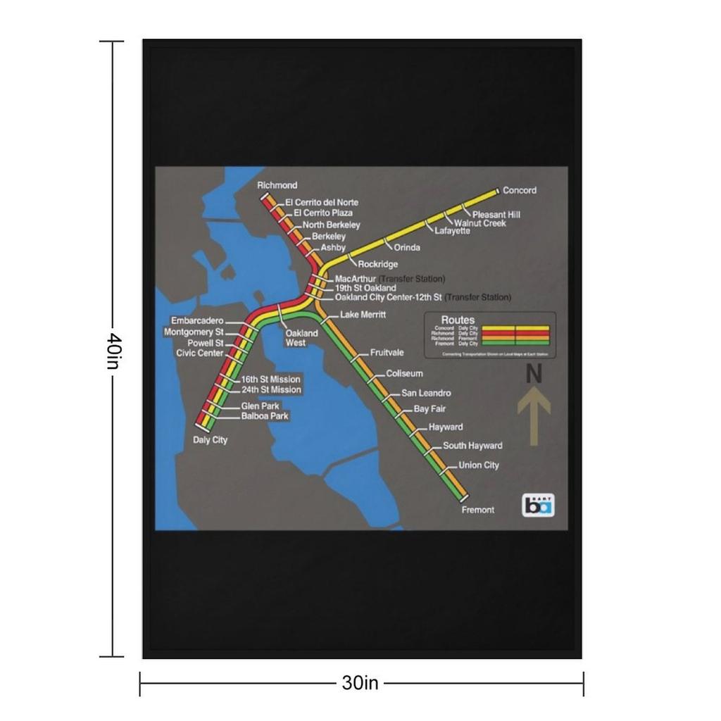 Retro Bay Area Rapid Transit Map Throw Blanket Travel Personalized Gift Soft Plaid Hairy Blankets