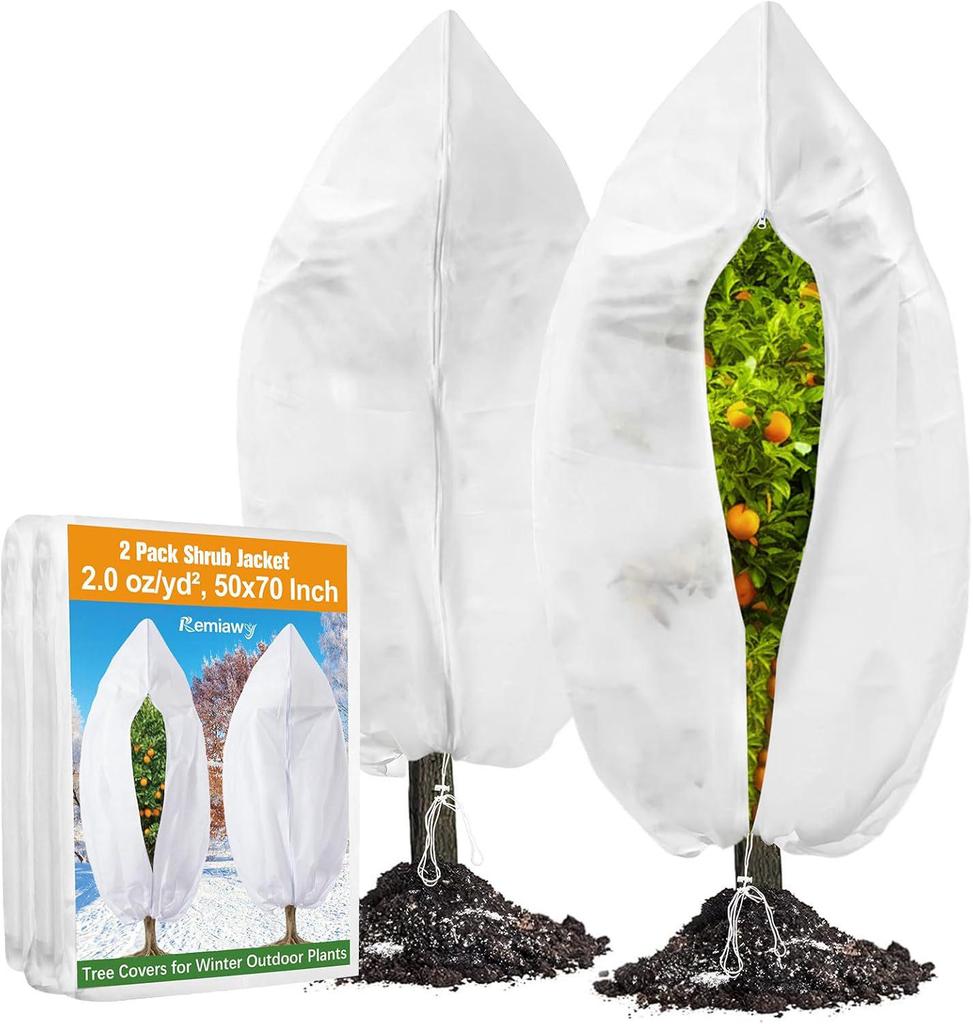 Thickened Non-woven Plant Frost Protection Cover with Drawstring - Winter Warmth & Dustproof Anti-freeze Shield